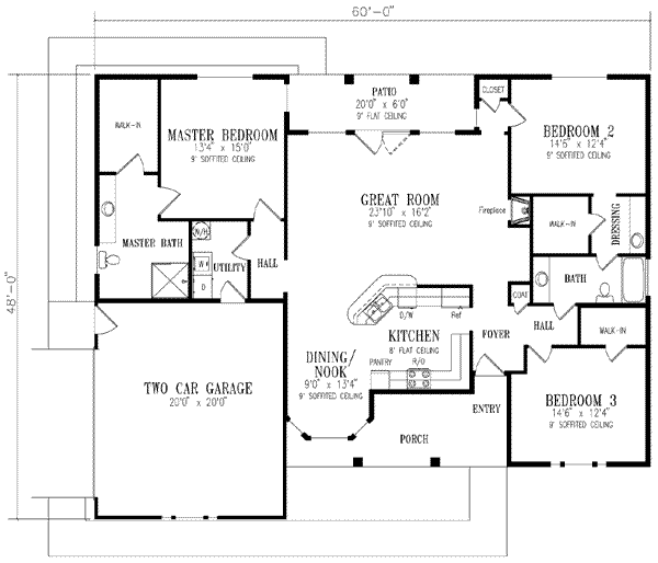 Dream House Plan - Ranch Floor Plan - Main Floor Plan #1-415