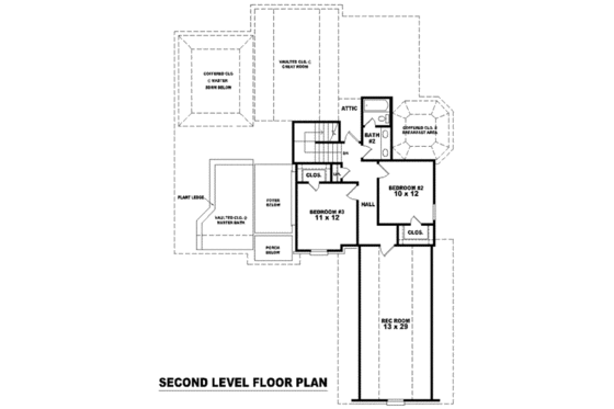 Floor Plan - Upper Floor for European House Plan #81-1158 - 3 bed, 2.5 bath