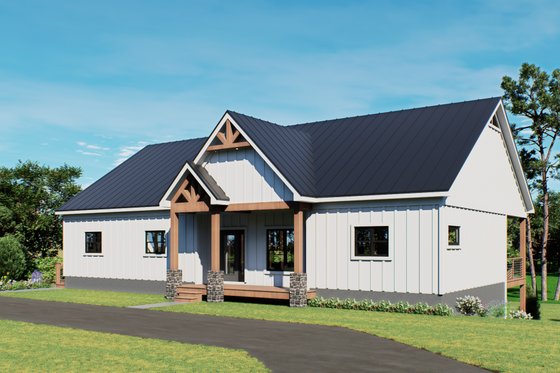 Exterior - Front Elevation 3 for Barndominium House Plan #932-1421 - 3 bed, 2 bath