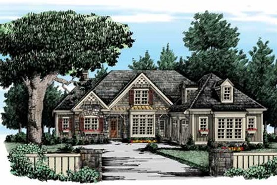 Exterior - Front Elevation 4 for European House Plan #927-39 - 3 bed, 2.5 bath