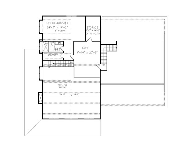 Farmhouse Floor Plan - Upper Floor Plan #54-559