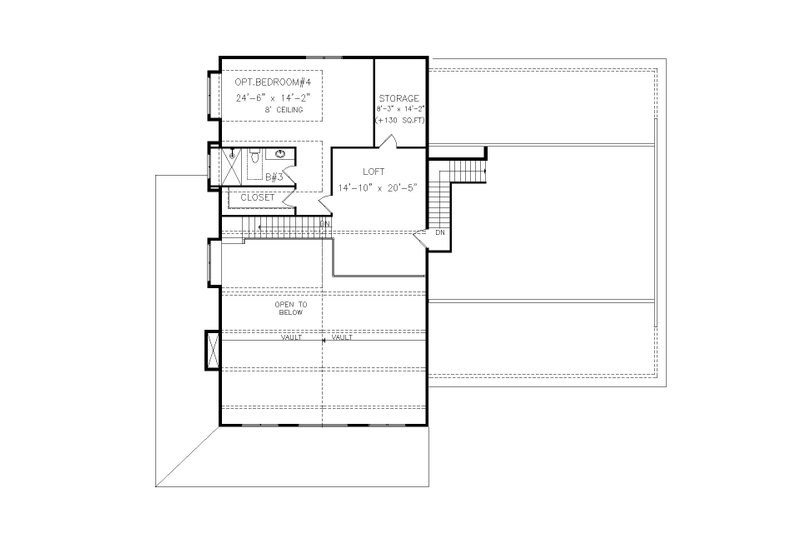 Architectural House Design - Floor Plan - Upper Floor for Farmhouse House Plan #54-559 - 3 bed, 2.5 bath