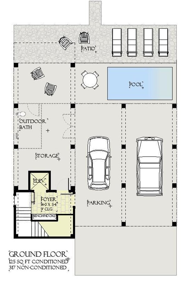 House Blueprint - Beach Floor Plan - Lower Floor Plan #901-152