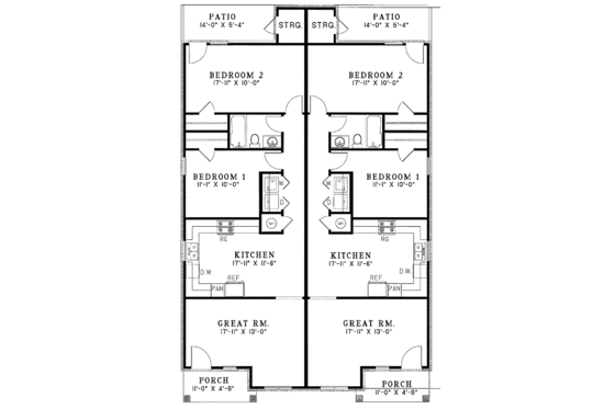 Floor Plan - Main Floor for Ranch House Plan #17-2980 - 4 bed, 2 bath