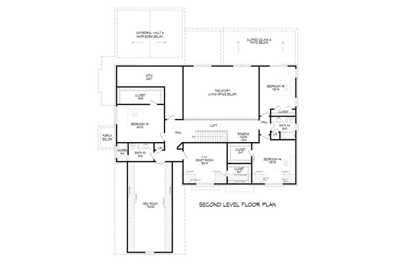 House Design - Floor Plan - Upper Floor for Country House Plan #932-1451 - 5 bed, 4.5 bath