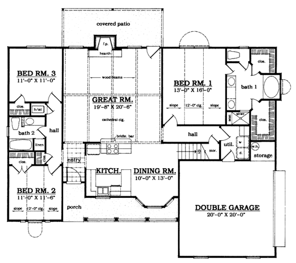 House Plan Design - Country Floor Plan - Main Floor Plan #42-482