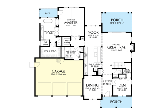 Floor Plan - Main Floor for Farmhouse House Plan #48-982 - 4 bed, 3.5 bath