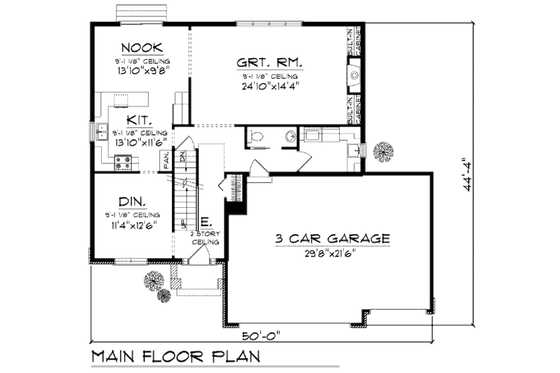 Floor Plan - Main Floor for Mediterranean House Plan #70-934 - 4 bed, 2.5 bath