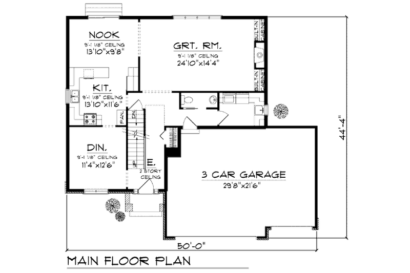 Home Plan - Floor Plan - Main Floor for Mediterranean House Plan #70-934 - 4 bed, 2.5 bath