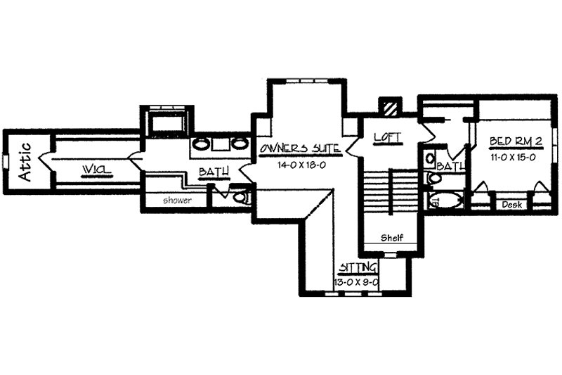 Home Plan - Floor Plan - Upper Floor for Craftsman House Plan #320-1481 - 3 bed, 3 bath