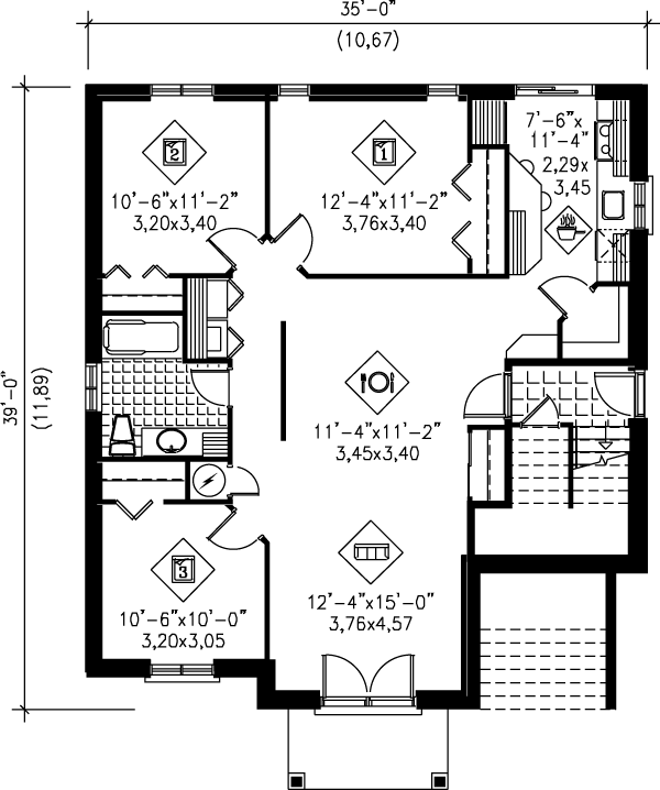 European Floor Plan - Lower Floor Plan #25-303