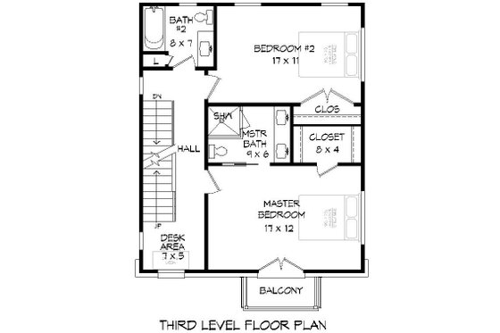 Floor Plan - Upper Floor 1 for Contemporary House Plan #932-213 - 2 bed, 2.5 bath