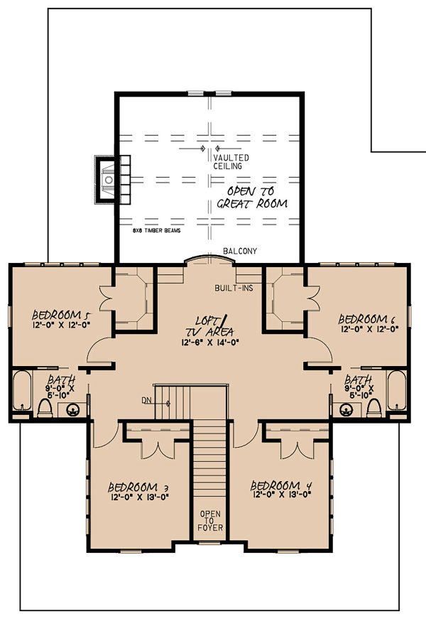 Country Floor Plan - Upper Floor Plan #923-134
