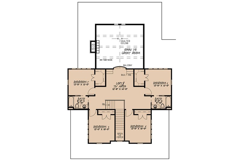 Home Plan - Floor Plan - Upper Floor for Country House Plan #923-134 - 6 bed, 4.5 bath