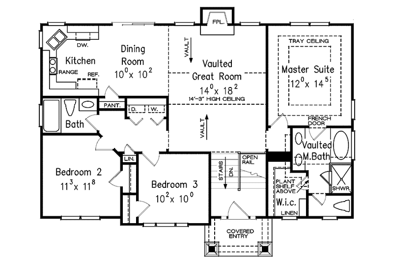 Home Plan - Floor Plan - Main Floor for Craftsman House Plan #927-266 - 3 bed, 2 bath