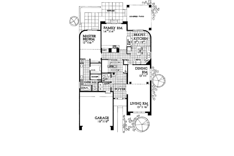 Home Plan - Floor Plan - Main Floor for Mediterranean House Plan #72-943 - 4 bed, 2.5 bath