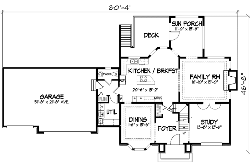 Dream House Plan - Floor Plan - Main Floor for European House Plan #320-1440 - 3 bed, 2.5 bath
