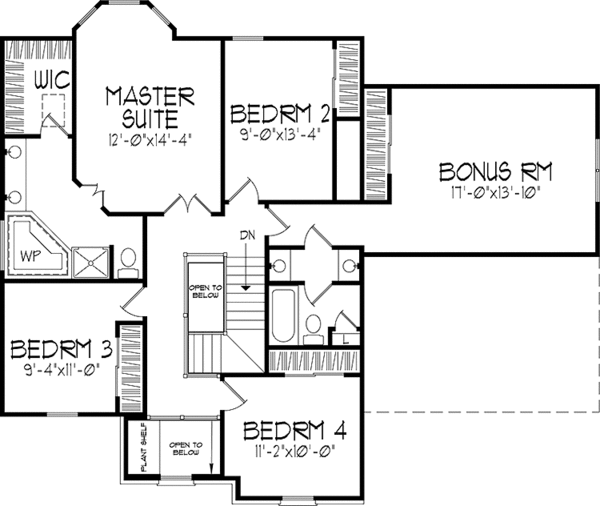 Architectural House Design - Prairie Floor Plan - Upper Floor Plan #320-1415
