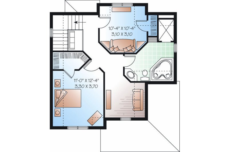 Home Plan - Floor Plan - Upper Floor for Farmhouse House Plan #23-820 - 2 bed, 1.5 bath