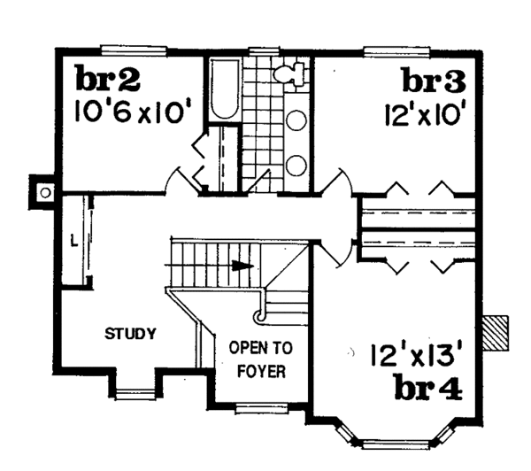 House Blueprint - Country Floor Plan - Upper Floor Plan #47-823