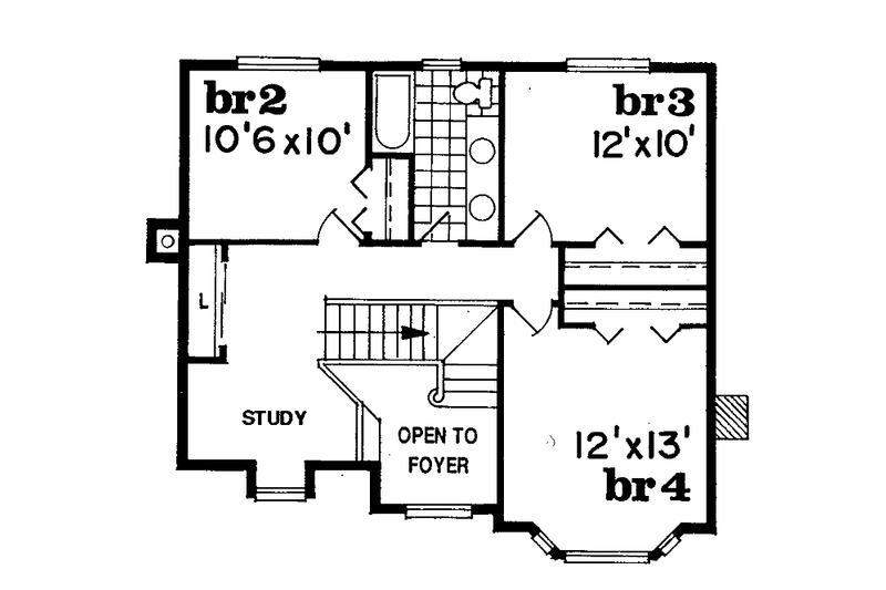 Architectural House Design - Floor Plan - Upper Floor for Country House Plan #47-823 - 4 bed, 2.5 bath