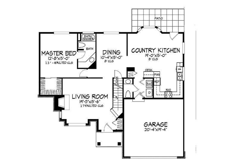Home Plan - Floor Plan - Main Floor for Traditional House Plan #320-945 - 2 bed, 2.5 bath