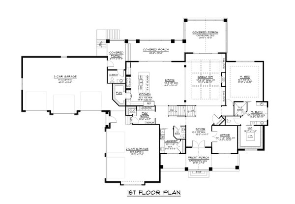 Craftsman Floor Plan - Main Floor Plan #1064-273