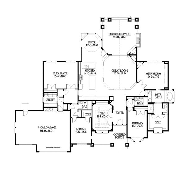 Architectural House Design - Ranch Floor Plan - Main Floor Plan #132-547
