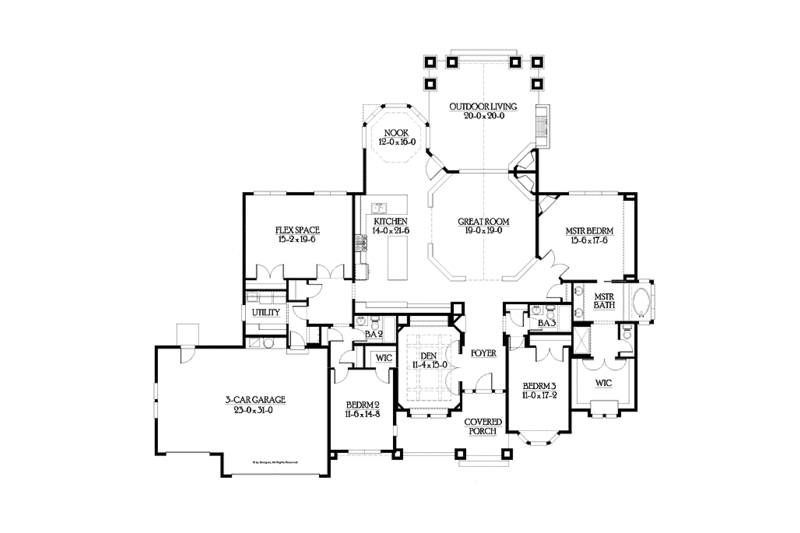 Ranch Style House Plan - 3 Beds 3 Baths 3075 Sq/Ft Plan #132-547 ...