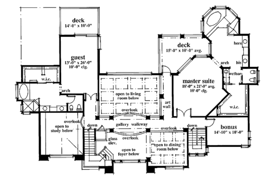 Floor Plan - Upper Floor for Mediterranean House Plan #930-99 - 4 bed, 5.5 bath