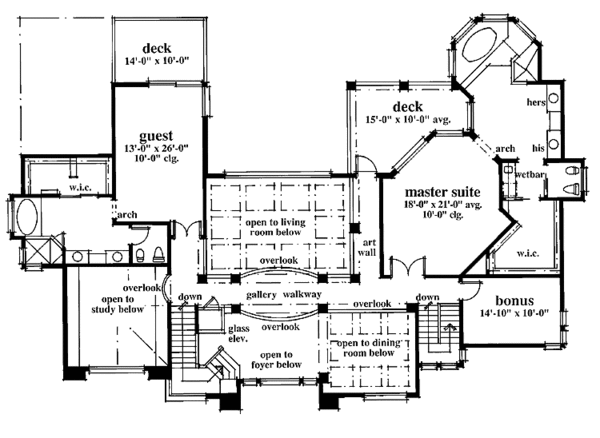 Architectural House Design - Mediterranean Floor Plan - Upper Floor Plan #930-99
