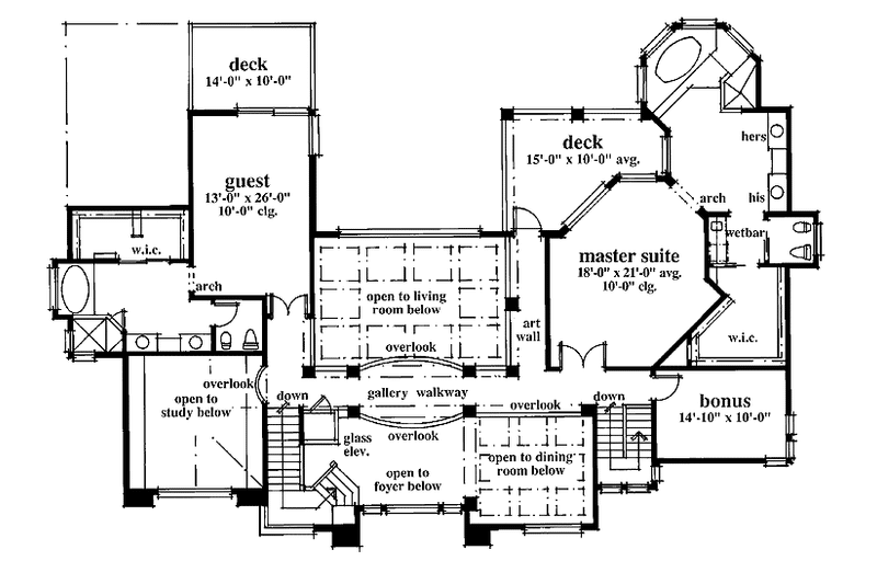 Architectural House Design - Floor Plan - Upper Floor for Mediterranean House Plan #930-99 - 4 bed, 5.5 bath