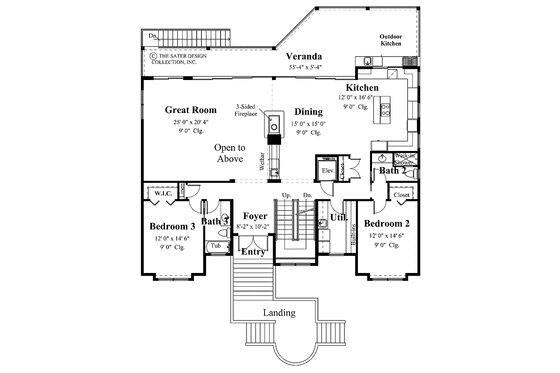 Floor Plan - Main Floor for Mediterranean House Plan #930-125 - 3 bed, 4 bath