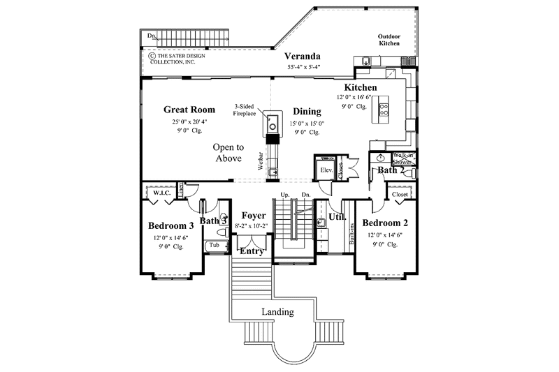 Dream House Plan - Floor Plan - Main Floor for Mediterranean House Plan #930-125 - 3 bed, 4 bath