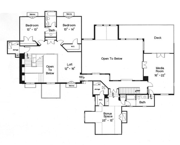 Architectural House Design - Mediterranean Floor Plan - Upper Floor Plan #417-796