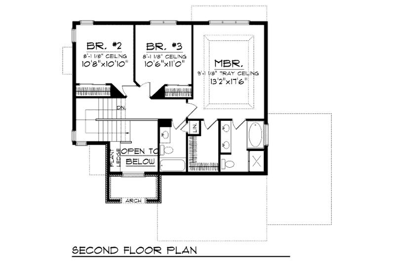 House Plan Design - Floor Plan - Upper Floor for European House Plan #70-974 - 3 bed, 2.5 bath