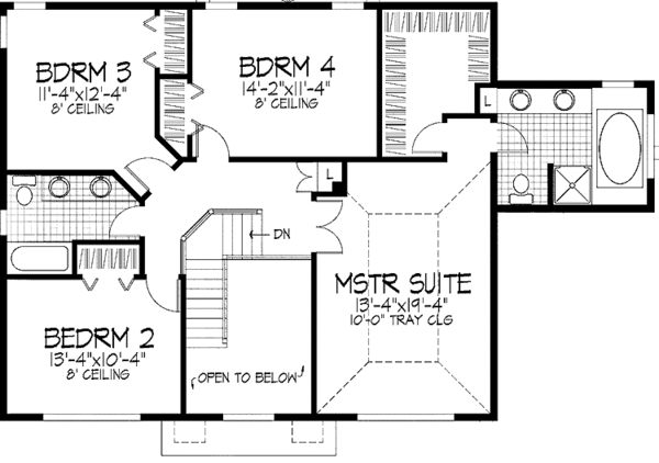 House Design - Traditional Floor Plan - Upper Floor Plan #51-921