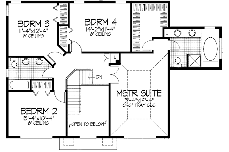 Dream House Plan - Floor Plan - Upper Floor for Traditional House Plan #51-921 - 4 bed, 2.5 bath