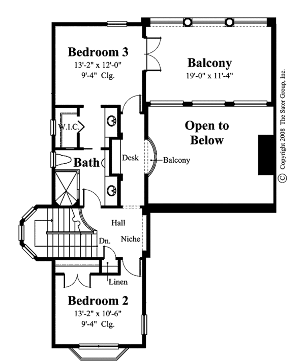 Architectural House Design - Mediterranean Floor Plan - Upper Floor Plan #930-428