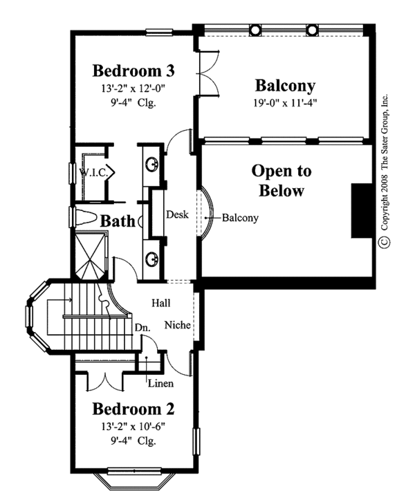 Mediterranean Floor Plan - Upper Floor Plan #930-428