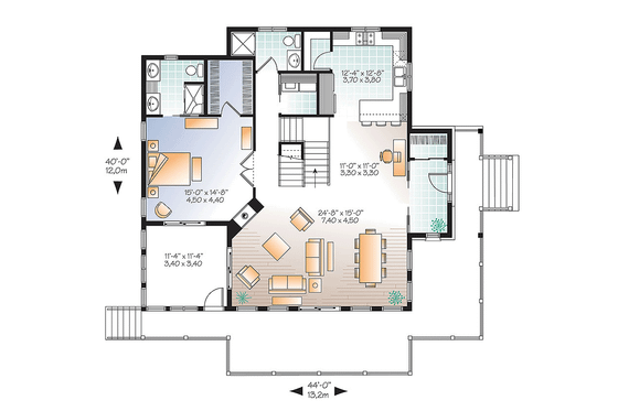 Floor Plan - Main Floor for European House Plan #23-2627 - 4 bed, 3 bath