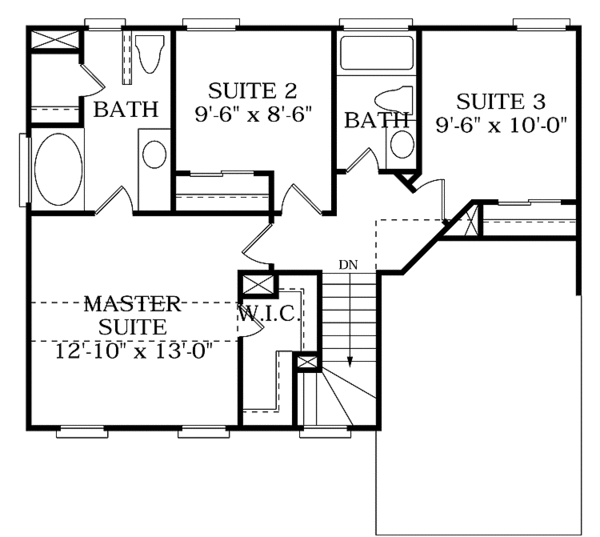 House Design - Colonial Floor Plan - Upper Floor Plan #453-372