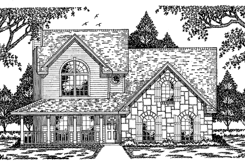 Architectural House Design - Country Exterior - Front Elevation Plan #42-453