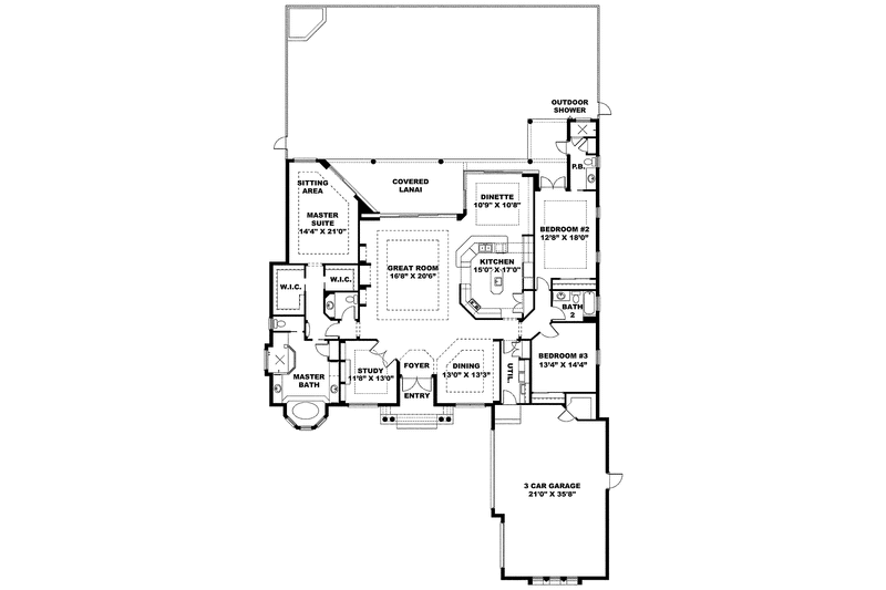 Home Plan - Floor Plan - Main Floor for Mediterranean House Plan #1017-143 - 3 bed, 3.5 bath