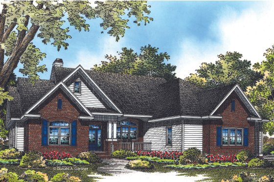 Exterior - Front Elevation 3 for Traditional House Plan #929-963 - 4 bed, 3 bath