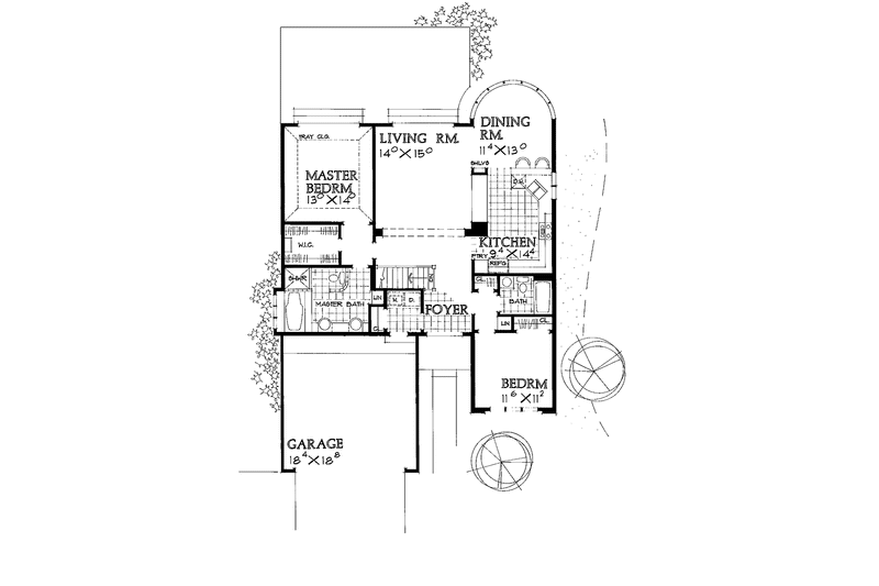 Home Plan - Floor Plan - Main Floor for Craftsman House Plan #72-935 - 2 bed, 2 bath