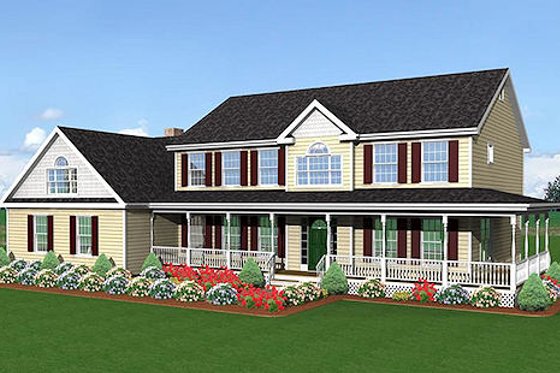 Exterior - Front Elevation for Country House Plan #75-118 - 4 bed, 2.5 bath