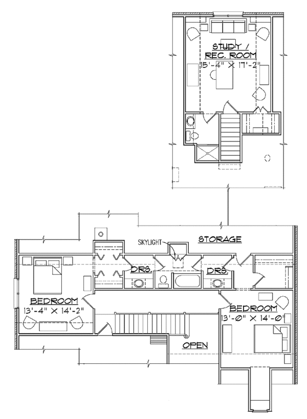 House Design - Classical Floor Plan - Upper Floor Plan #1054-7