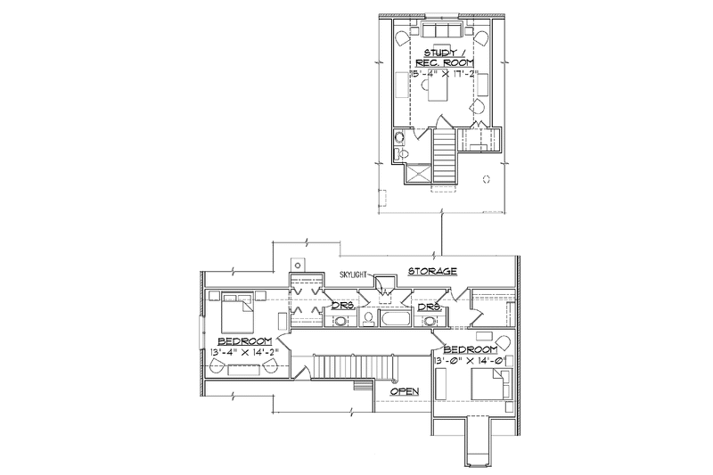 Home Plan - Floor Plan - Upper Floor for Classical House Plan #1054-7 - 3 bed, 2.5 bath