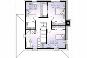 Floor Plan - Upper Floor for Colonial House Plan #23-267 - 3 bed, 2 bath